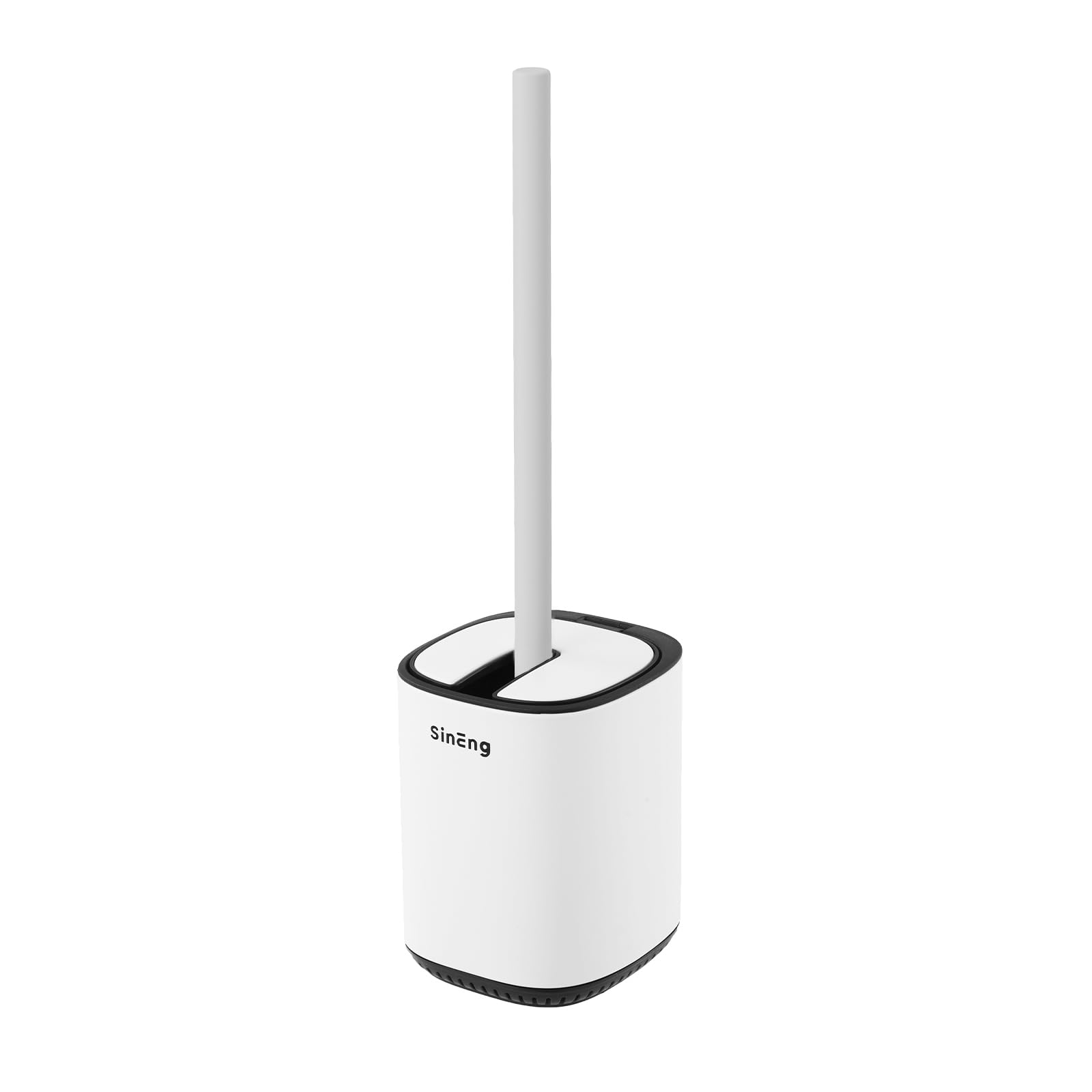 Toilet Brush and Holder Set Toilet Bowl Brush Stainless Steel Automatic Toilet Bowl Cleaner Brush with Durable Bristle Head Toilet Cleaning Brush for Bathroom (1, White)