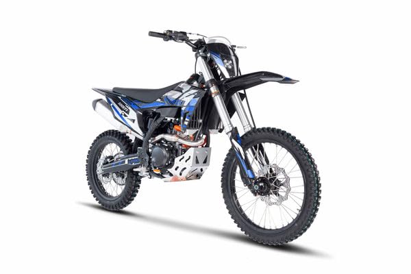 Off-Road Dirt Bike Motorcycle, 300cc, Full Size, Black and Blue Racing Design, Disc Brakes 6-Speed Manual