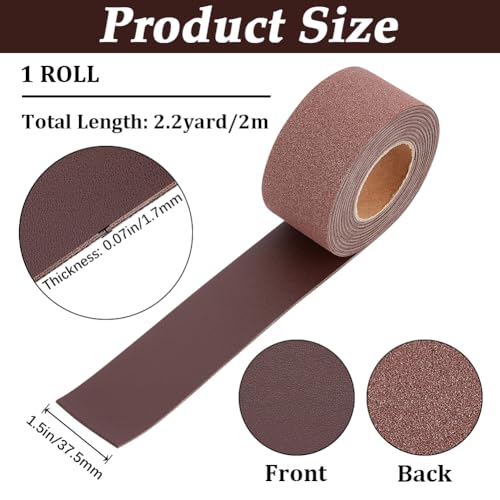 GORGECRAFT 2m x 37.5mm Flat Leather Cord Litchi Grain Leather Strips 1.7mm Thick Imitation Leather Strap Threads Rope for DIY Crafts Belt Furniture Handles Bracelets Jewelry Making, Coconut Brown - Image 2