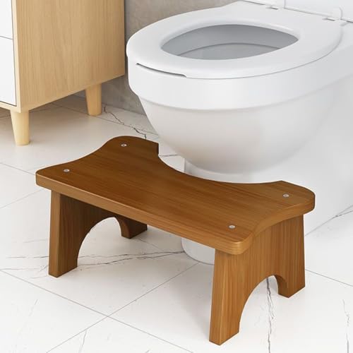 LITAITAI Toilet Stool, 6.7 Inches Poop Stool for Bathroom,Toilet Stool Squat Adult, Squatting Bathroom Potty Stool with Non-Slip Strip, Improve Bathroom Posture and Comfort, Wood (Walnut)