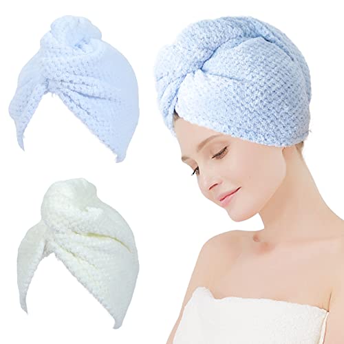 MaopaoBeauty Pacote com 2 toucas de cabelo seco de microfibra para mulheres, cabelo longo, 25 x 66 c