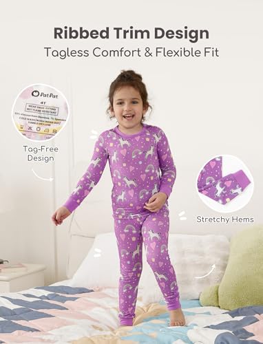 Image of PATPAT Bamboo Viscose Pajama Sets for Toddler Boys & Girls Baby Kids, Ultra-soft Snug fit Pjs Sleepers for Birthday Holiday