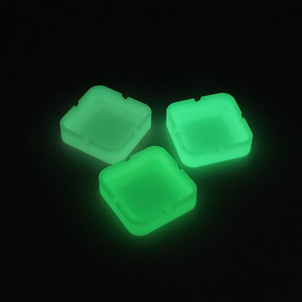 HOWDIA Square Silicone Ashtray Luminous Ash Tray, Small Ashtrays for Outside Patio Glow In The Dark Ashtray Cute Home Ash Trays High Temperature Heat Resistant, 3 Pack