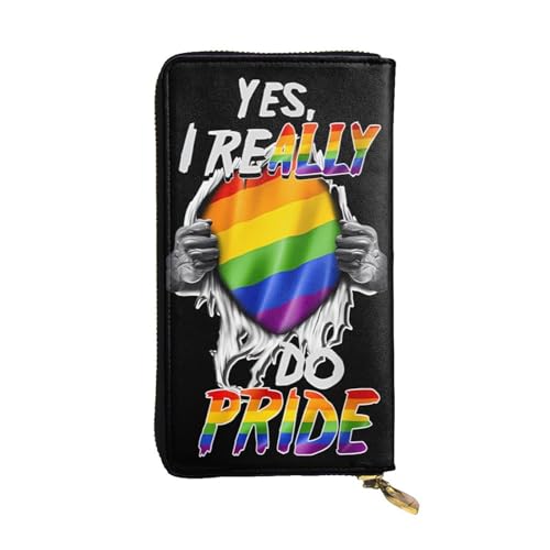 LGBT Rainbow Flag Ally Gay Pride Month Leather Hand Wallet for Women Long Zipper Clutch Purse for Cash Cards Coin