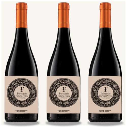 Bernardo Fariña-Pérez Vino Tinto 2024 - D.O. Toro - Tinta de Toro con 4 meses en Barrica - Pack 3 Botellas 750 ml