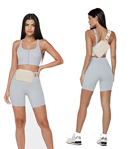 Fanny Belt Bag Waist Pack Crossbody Bags Bum Bag For Running Hiking Travel Workout Adjustable Strap For Women -Beige #TOP1