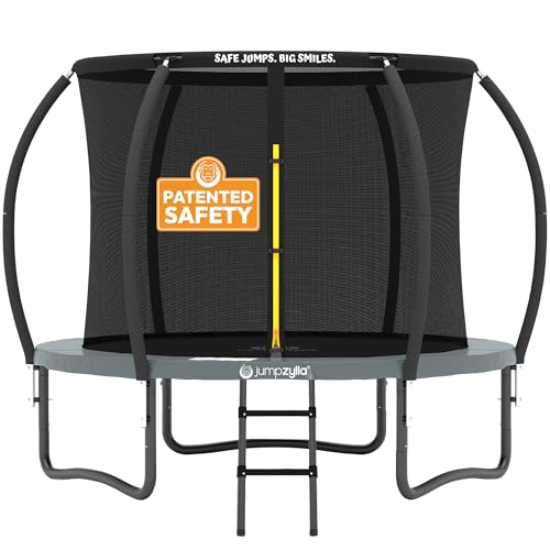 Image of JUMPZYLLA Trampoline Outdoor 8FT 10FT 12FT 14FT 15FT 16FT with Enclosure and Ladder, ASTM Approved Recreational Trampoline for Kids and Adults, Anti-Rust Coated Frame