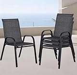 YLGJ&TIDY Lot de 4 Chaises de Jardin Extérieur Empilables, Textilène...