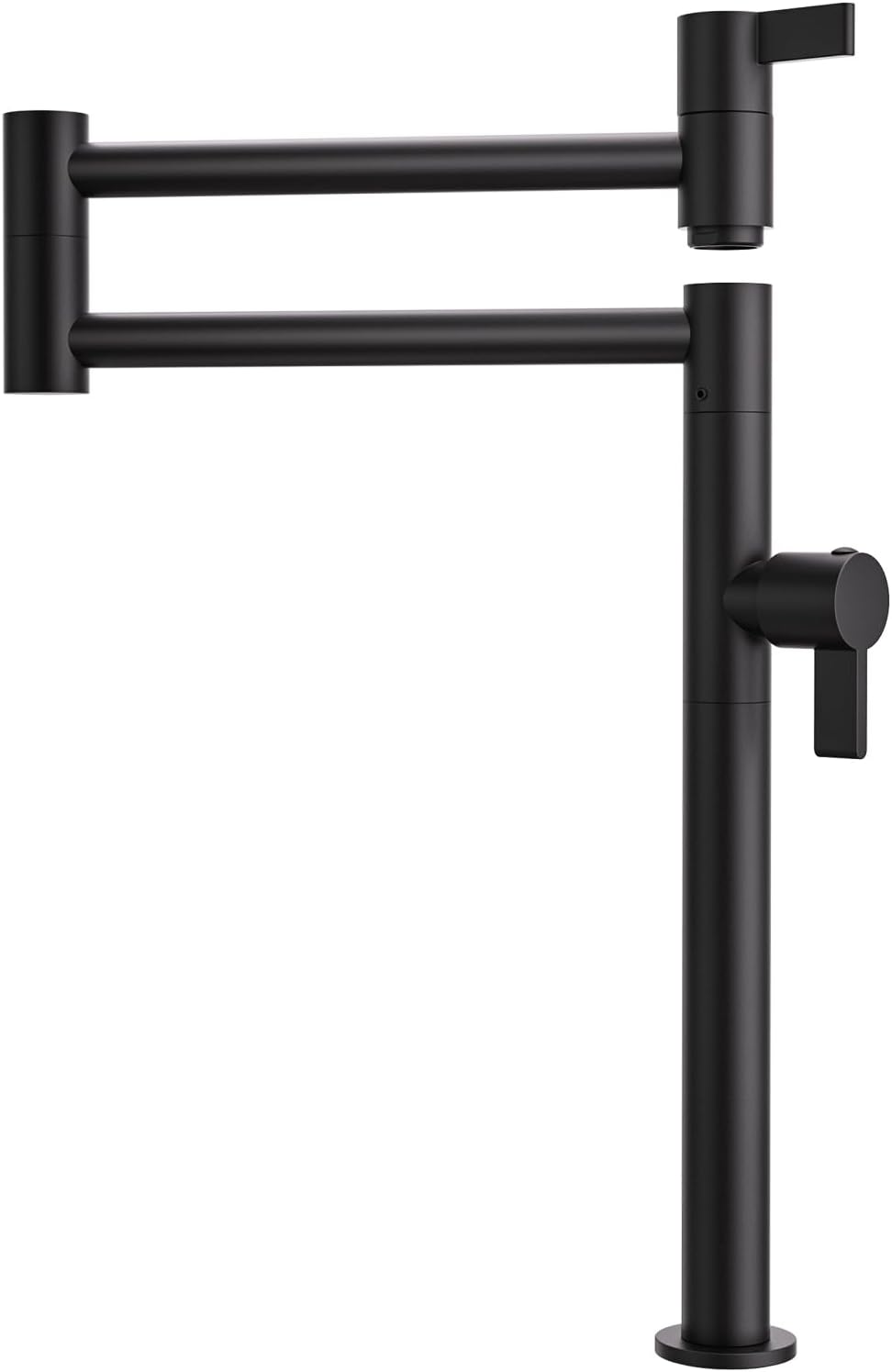 Deck Mount Pot Filler Faucet, ARCORA Solid Brass Pot Filler Matte Black Kitchen Folding Faucet with Stretchable Double Joint Swing Arm