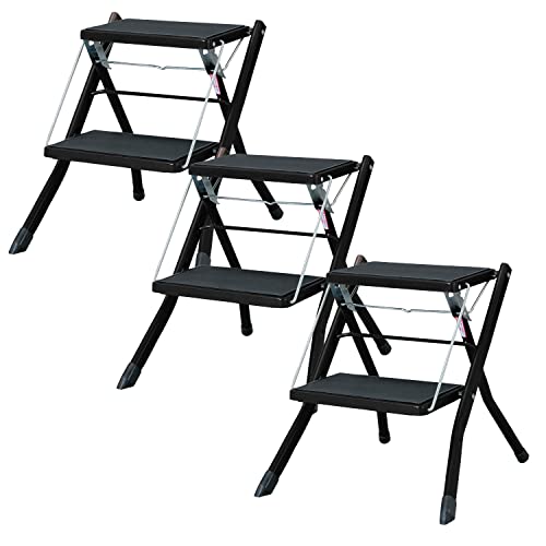 PaletteLife ステップ台 アシスタ 踏み台 折りたたみ 2段 ブラック 3個セット