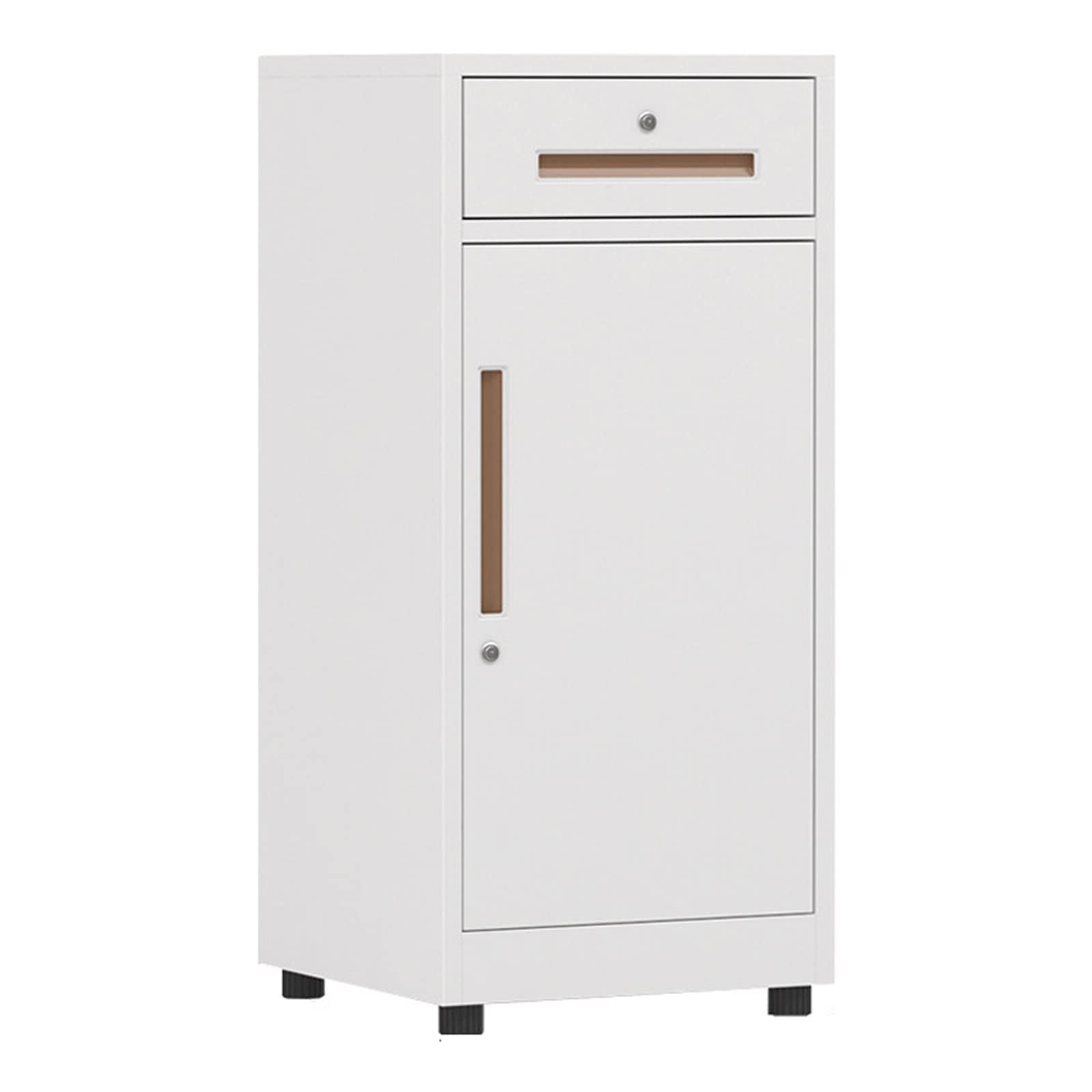 ASerZenith Lockable File Cabinet With 1 Drawer And 1 Door Black Home Office Storage Cabinet,Blanc