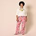 Amazon Essentials Women's Lightweight Flannel Pajama Pant and Long-Sleeve T-Shirt Sleep Set, Wonder Woman Poses - Womens, Medium