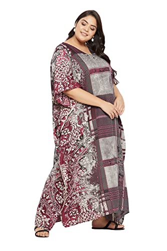 Image of Oussum Women Kaftan Plus Size Polyester Summer Lightweight Caftan Swimsuit Cover Ups Maxi African Mumu Lounge House Dress