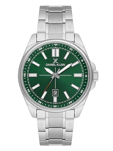 Image of Daniel Klein Men Analog Watch | Silver Case | Dark Green Dial | Silver Stainless Steel Strap | 44 mm | Water Resistant 5 ATM | DK.6.14202-4