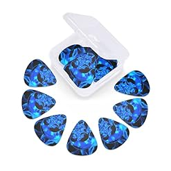 Lot de 12 médiators pour guitare électrique basse acoustique Motif tête de mort Bleu flamme Noir - Les Beatles, Paul McCartney, John Lennon, RIngo Starr, George Harrison Lot de 12 médiators pour guitare électrique basse acoustique Motif tête de mort Bleu flamme Noir – Image 3