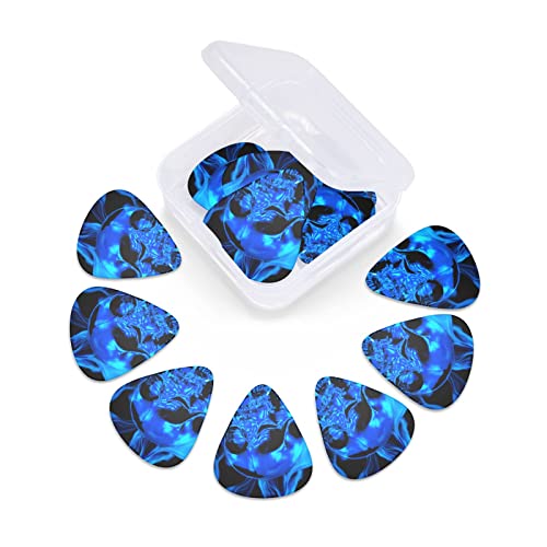 Lot de 12 médiators pour guitare électrique basse acoustique Motif tête de mort Bleu flamme Noir - Les Beatles, Paul McCartney, John Lennon, RIngo Starr, George Harrison Lot de 12 médiators pour guitare électrique basse acoustique Motif tête de mort Bleu flamme Noir – Image 4