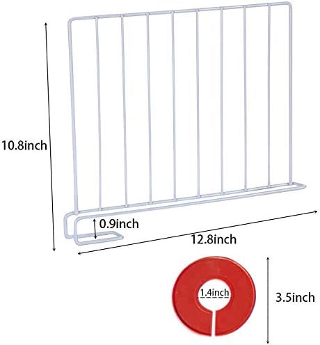 GIEMSON 6 Pack Metal Shelf Divider with 12 Clothing Size Dividers Round Hangers Closet Dividers(White)