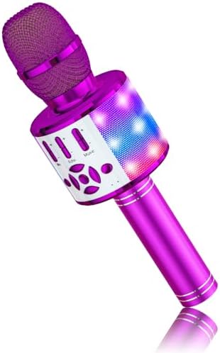 BONAOK Kinder Karaoke Mikrofon, 4 in 1 Magic Sing Microphone, Drahtloses Bluetooth Lautsprecher für die Zuhause Party, Geschenke Spielzeug Mädchen Jungen, Jahrenkompatibel mit Smar