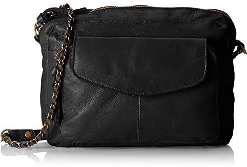 Pieces Pcnaina Leather Large Cross Over, Sacs bandoulière femme, Noir (Black), 5x20x25 cm (B x H T)