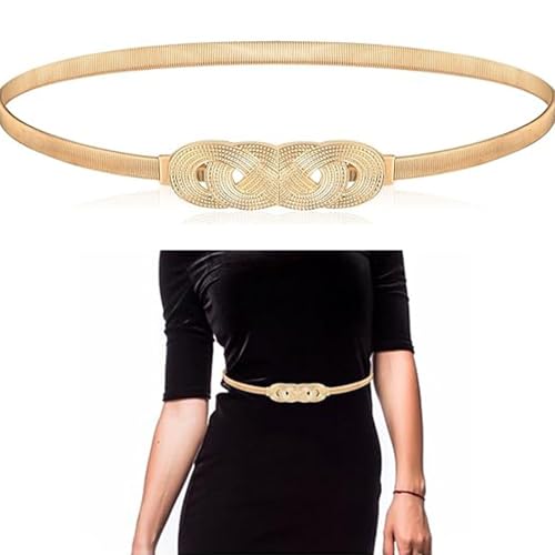 Women's Metal Corset Belt Stretch Elastic Skinny,Gold Belt Women Belts for Dress