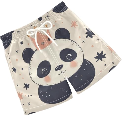 Pigsaly Boys' Swim Board Shorts Cute Pandas Crown Stars Boy's Swim Trunks Kids Swimwear S