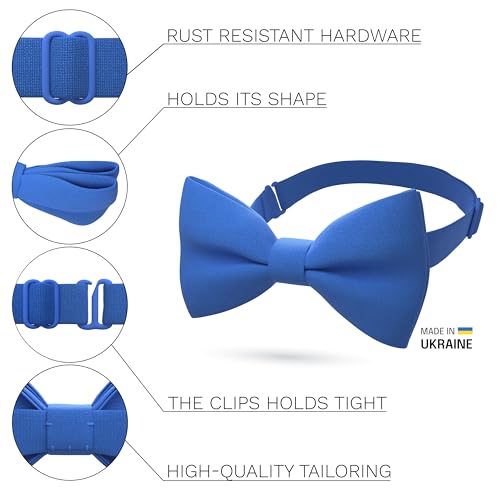 Image of Bow Tie House Mens Bowties Pre-tied Shape Clip on Bowtie Solid Men Formal Wear for kids, baby boys, toddler any age bow ties