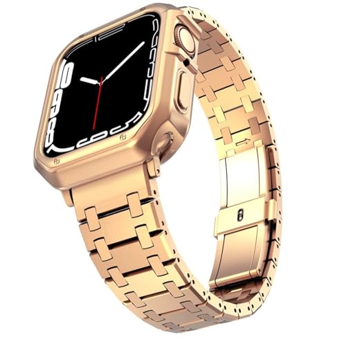 Bracelet Apple Watch Ultra 49mm acier inoxydable maillons or rose S10