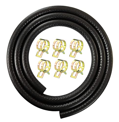 NEW DAFU 5 16 Inch 8mm ID NBR Nylon Braided Fuel Line Set,5 Ft＋6 Pcs 1 2 Inch ID Hose Clamps,For Motorcycle Kawasaki Kohler Briggs Stratton Small Engines,Boat Marine Outboard Gas Diesel Petrol