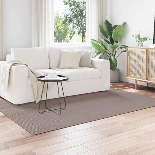 Tapis 170 x 120 cm LUGO rectangulaire en polyester lavable couleur taupe - 5