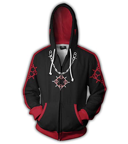 Jonikow Kingdom Cosplay Costume Mens Sweatshirt Zip up Unisex Hoodies Autumn (L, D)