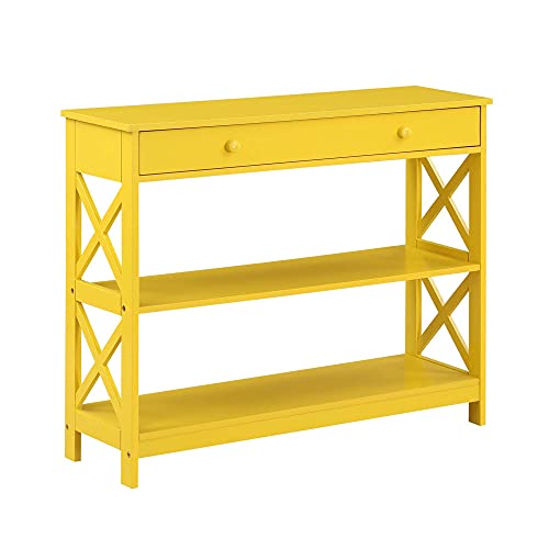 Image of Convenience Concepts Oxford 1 Drawer Console Table with Shelves, Yellow