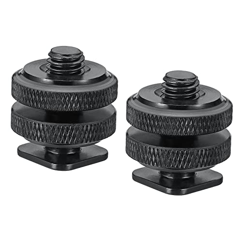 Soporte de zapata caliente 3/8 para cámara PATIKIL adaptador flash negro paquete de 2 2