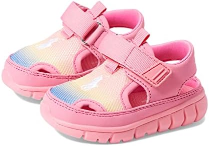POLO RALPH LAUREN Baby Girl's Barnes Sandal (Toddler) Rainbow Ombre Mesh/Pu Nubuck/Coral/White Pony Player 9 Toddler M | Image 3