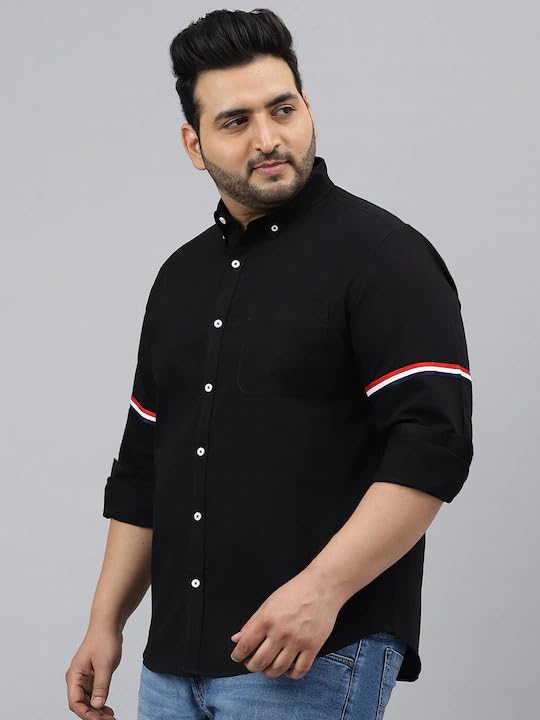 Image of Plus line Men Plus Size Stylish Solid Casual Shirts