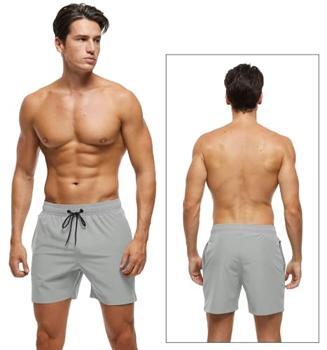 Image of Tyhengta Men's Swim Trunks Quick Dry Beach Shorts with Zipper Pockets and Mesh Lining