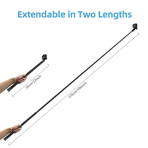 Afaith 106" Long Carbon Fiber Handheld Gopro Selfie Stick Extendable Pole Monopod For Gopro Hero 11 Hero 10 Hero 9 Hero8 Hero7 Black, Dji Osmo Action Camera, Insta 360 Cam & Other Action Cameras #TOP1
