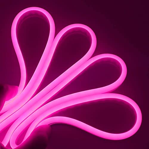 Image of Gesto 16.4 Feet Neon Lights with 12V Adaptor - Wall Decor Led Strips Lights for Decoration,Cuttable Flexible Decorative Lights for Customized Name |Waterproof Rope Light for Indoor,Outdoor(Pink)