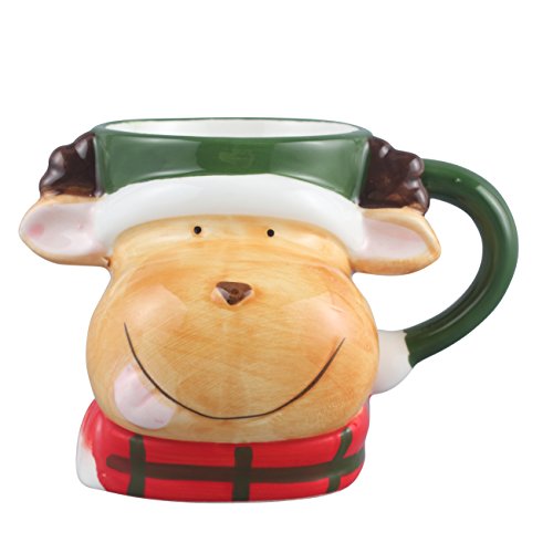 Neolith Xmas Coffee Mug 16 Oz Large Hand Painted Reindeer Coffee Cup with Gift Box (16 oz, Reindeer)