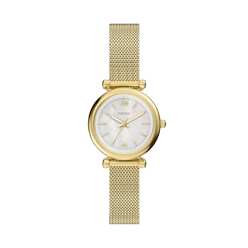 Fossil Womens Carlie Three-Hand Gold-Tone Stainless Steel Watch (Model: ES5462)