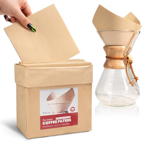Brew Choice Upgraded 30% Thicker Pre-folded Unbleached Cone Coffee Filters 100ct