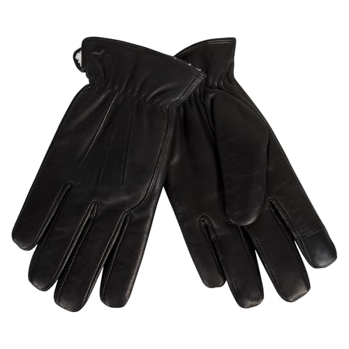 Dockers Men's Leather Gloves with Smartphone Touchscreen Compatibility, Black Lucas, Medium