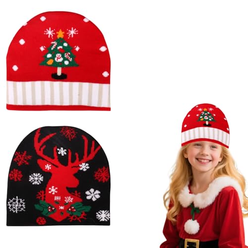 Sombreros De Navidad Gorro De Punto De Invierno,Sombrero Beanie Gorro Sombrero De Nieve De Invierno, Gorro de Papá Noel Mujeres Hombres Adulto Fiesta Navideña de Invierno Accesorios De Disfrace (Azul)