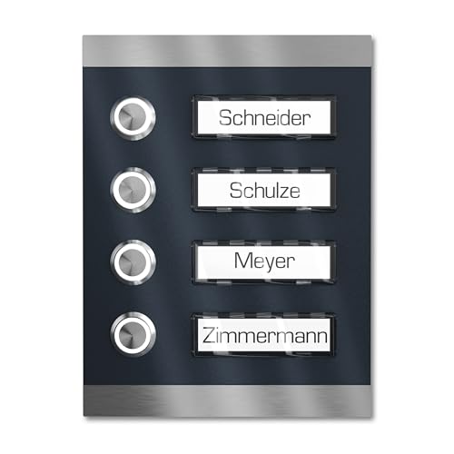Sonnette de porte apparente inox V2A boîtier de rue LED 4 plaques nominatives - 3