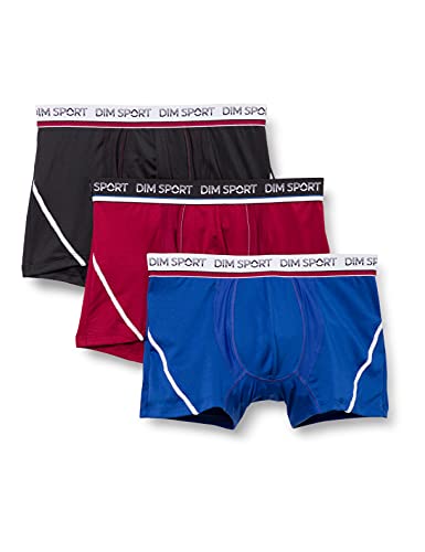 Dim Boxer Sport Micro Thermorégulation Homme x3, Multicolore (Bleu Abysse / Rouge Craie / Noir, FR 4 / EUR 6