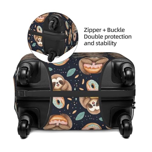 Cute Sloth Donut Print Travel Luggage Covers, Washable Suitcase Covers Protector for Luggage 18-32 Inch High Elasticity3