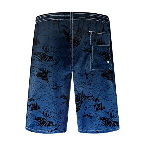 Ft Fenteng Mens Swim Trunks For Men, Gradient Blue Tropical Leaf Mens Board Shorts Swimwear Bathing Suit With Mesh Lining thumb #1