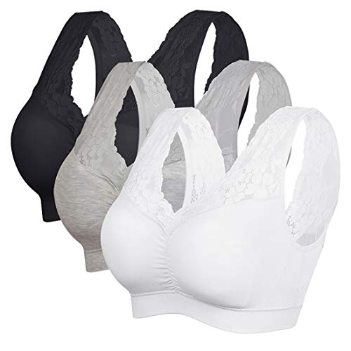 Vertvie Womens Strech Ohne Buegel Push up Yoga Sports BH Bra Top Set Fuer Fitnesstraining Polsterung 3er Pack