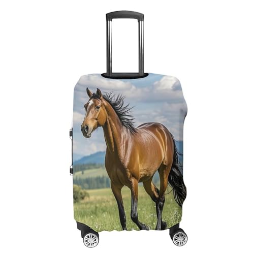 Horse Running in Field Printed Luggage Cover Protector, Fits 18-32 Inch Luggage4