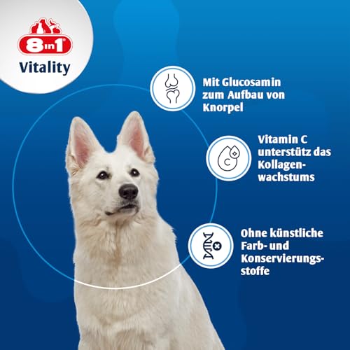 8in1 Glucosamin Tabletten - zur Nahrungsergänzung bei ausgewachsenen und älteren Hunden, 1 Dose (55 Tabletten)