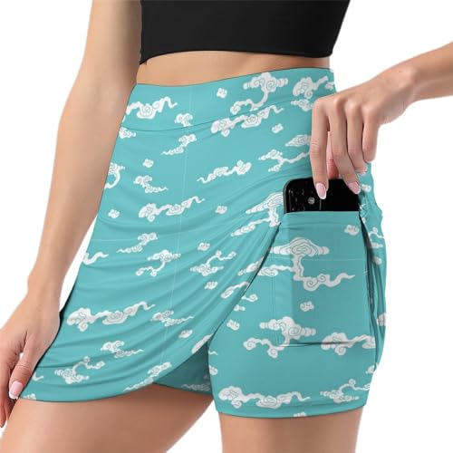 Jupe de tennis anti-transpiration Nuage Blanc avec short intégré anti-frottement